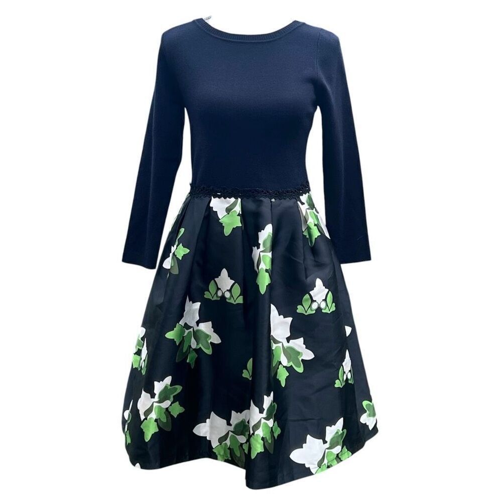 Queen Mulock Floral Skirt A-Line Knit Top Dress M